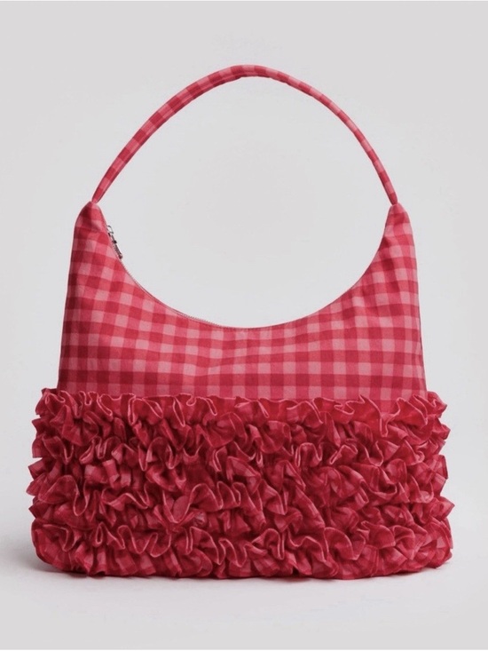 BAGGU Handbags - BAGGU x Molly Goddard Ruby Gingham Ruffle Shoulder Bag NWT